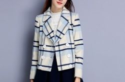 双排扣格子羊毛呢外套 翻领纯色毛呢外套宽松斗篷羊毛外套斗篷型毛领毛呢外套小香风简约斗篷毛呢外套