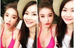 许维恩与闺蜜泳装秀 36岁冻龄身材太好了