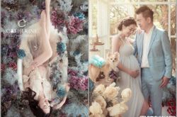 刘伊心拍孕妇写真 老公穿西装中暑护妻