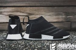 NMD City Sock鞋款黑色与深灰色条纹设计