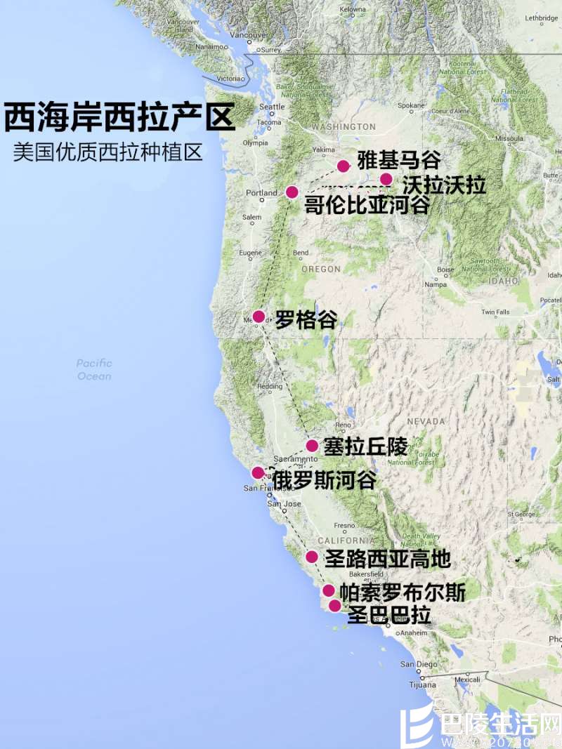 美国西海岸西拉地图