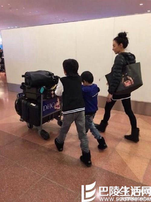 张柏芝两个爱子长成小男子汉 兄弟俩帮妈妈推行李 张柏芝两个爱子长成小男子汉 兄弟俩帮妈妈推行李
