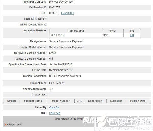 微软Sculpt Ergonomic键参数