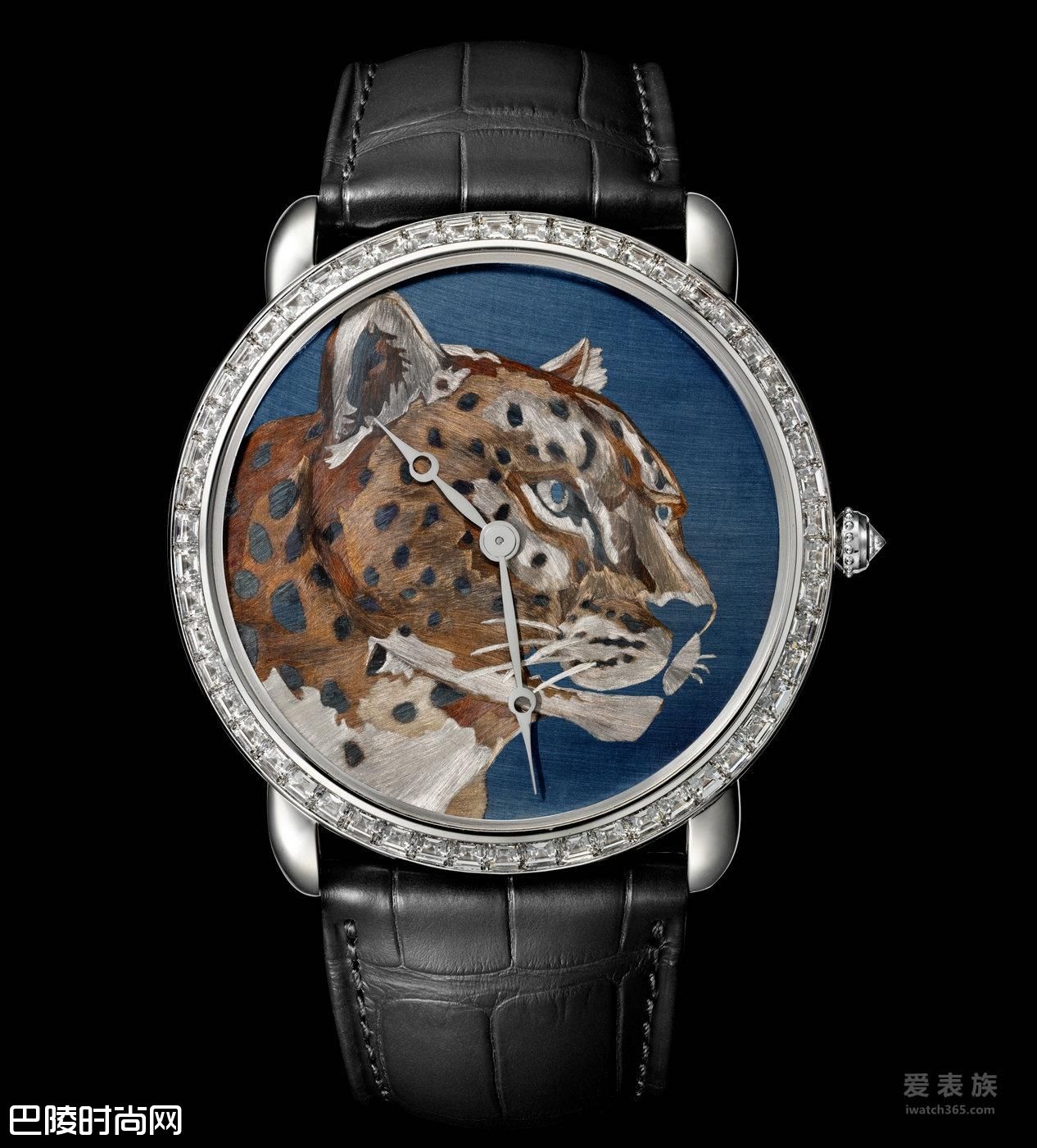 大师工艺,深邃迷人 卡地亚推出Ronde Louis Cartier焰金工艺猎豹装饰腕表