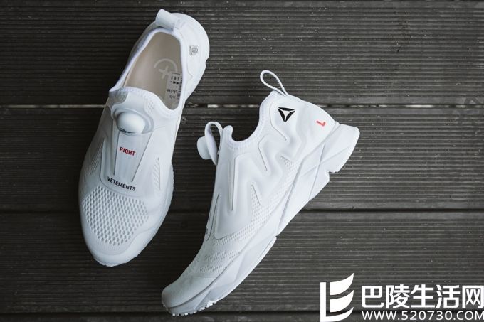 全白配色设计Vetements x Reebok Pump鞋款