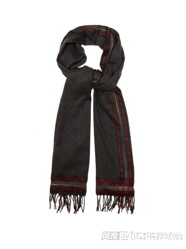 　　Bottega Veneta灰色横间围巾