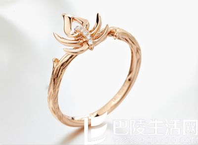 潮宏基彩金钻戒 玫瑰金钻戒