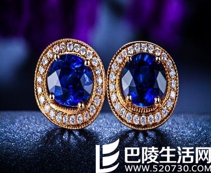 【湛蓝星光】 玫瑰18K金2克拉蓝宝石女士耳钉