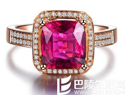 【瑰丽】 18K玫瑰金3.5克拉奢华碧玺戒指