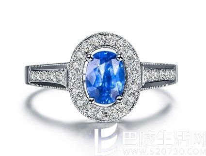 【浪漫法兰西】 [Zocai/]1克拉18K白金蓝宝石戒指