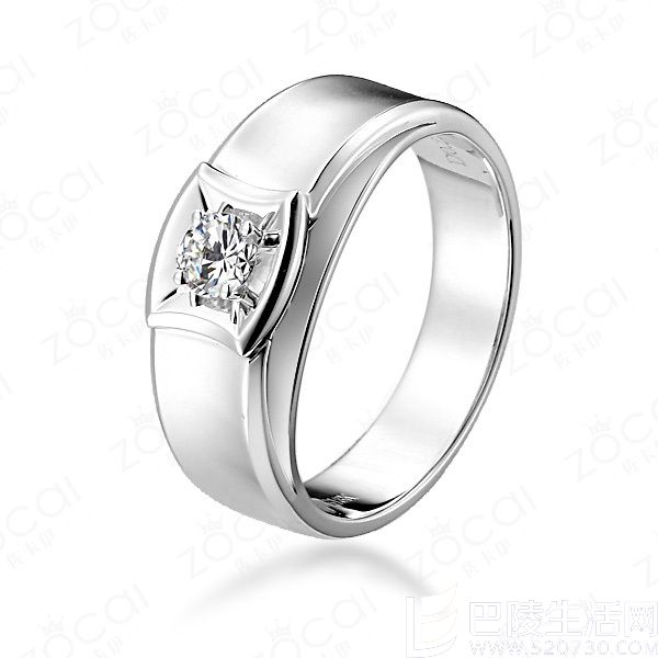 》》点击进入【爱的轨迹】 白18K金22分/0.22克拉钻石男士戒指