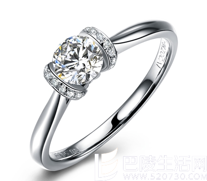 【巴黎印象】 白18K金35分/0.35克拉钻石女士戒指