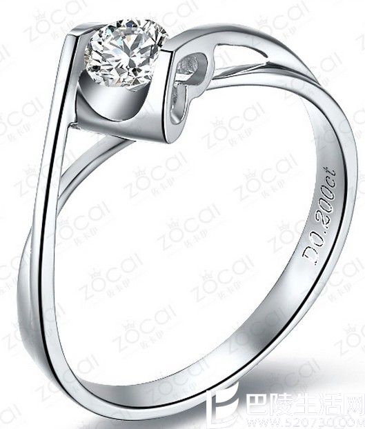 【心之吻】 白18K金0.2克拉钻石女士戒指