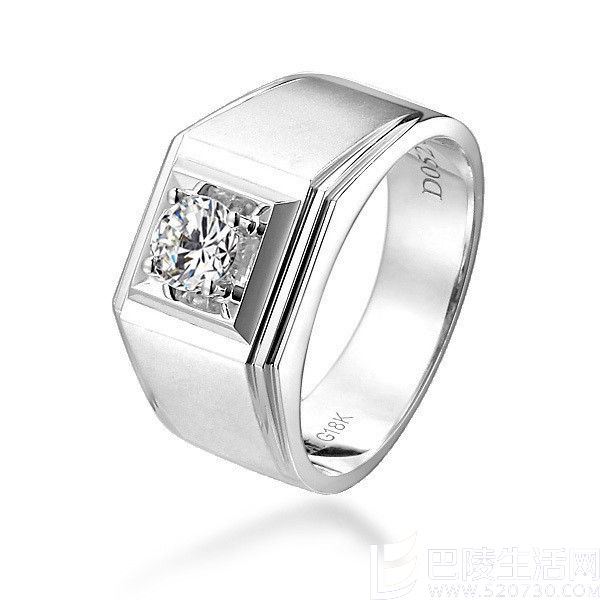 》》点击进入【俊朗】 白18K金52分/0.52克拉钻石男士戒指