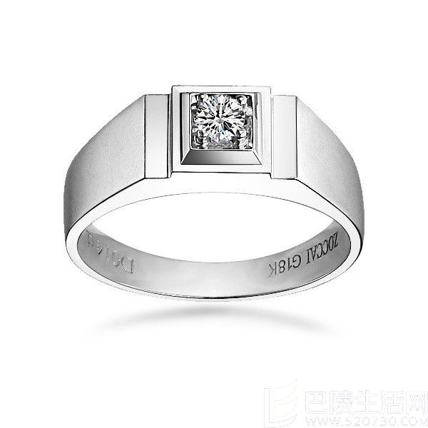 》》点击进入【魅力绅士】 白18K金14分/0.14克拉钻石男戒