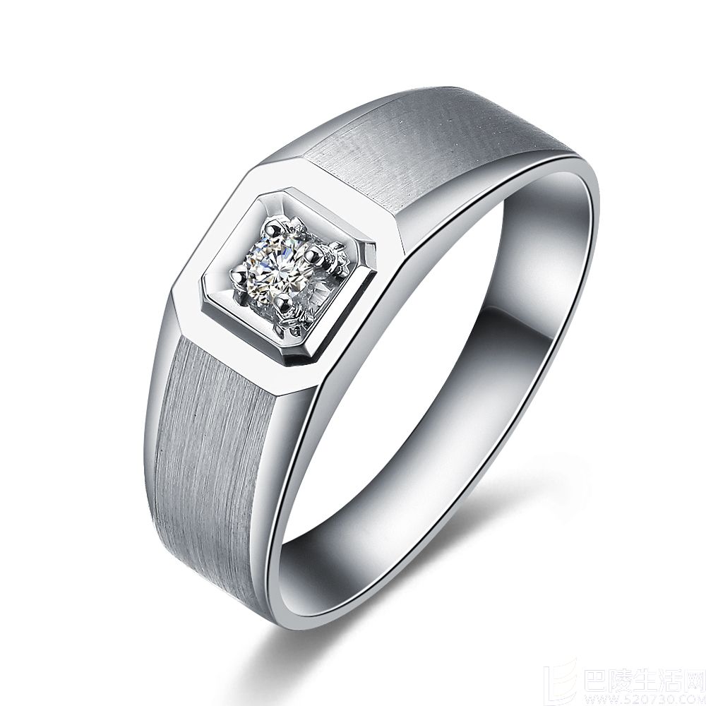 》》点击进入【文雅】 白18k金7分/0.07克拉钻石男士戒指
