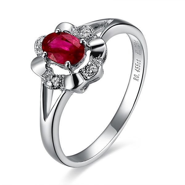 》》点击进入【星光】 天然红宝石白18K金女士戒指