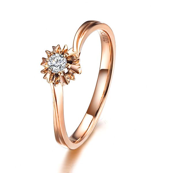 》》点击进入【花颜】 玫瑰金7分/0.07克拉钻石女士戒指