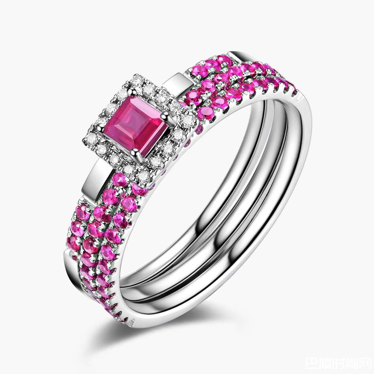 》》点击进入【亭亭玉立】 白18K金红宝石戒指