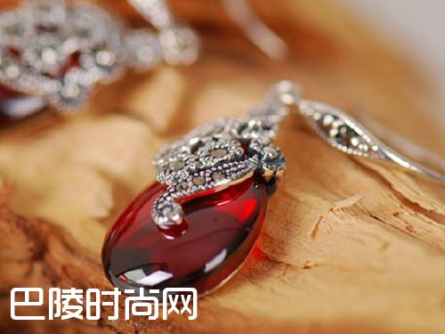 石榴石耳环-复古925银纯银