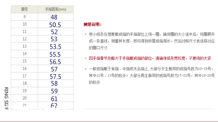 金兄弟戒指尺寸对照表