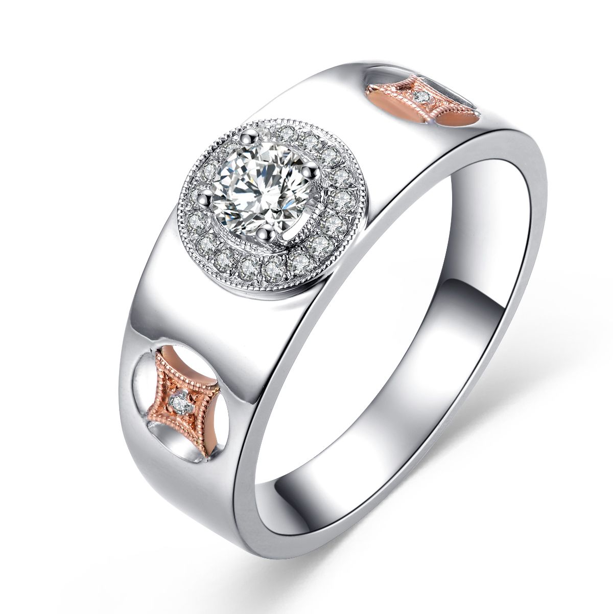 》》点击进入【爱的国度】 白18K金30分/0.30克拉钻石男士