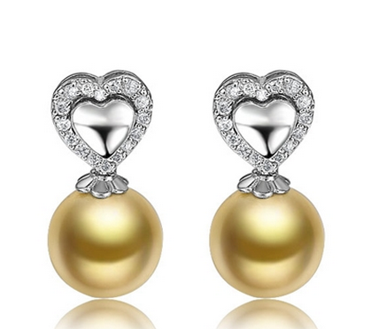 【花容月貌】 天然南洋金珍珠黄18K金女士耳坠