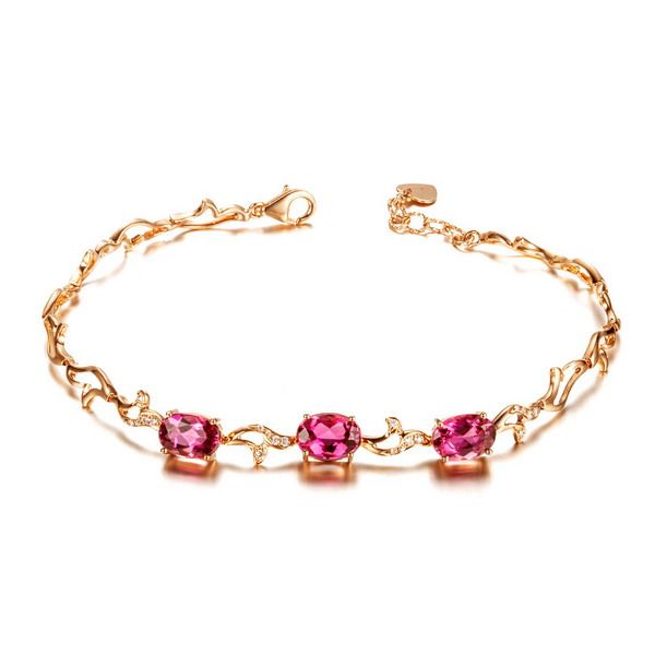 》》点击进入【花枝】 黄18K金碧玺手链