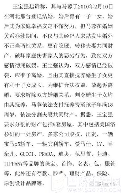 王宝强起诉声明