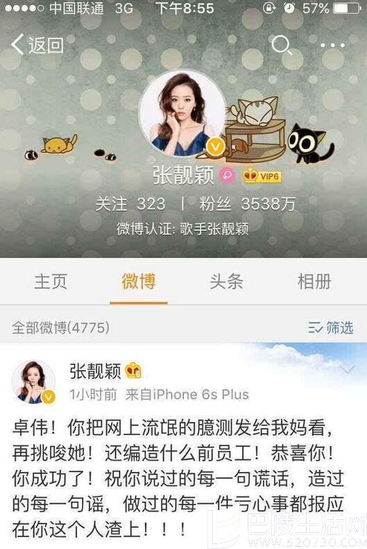 张靓颖微博截图 张靓颖微博截图