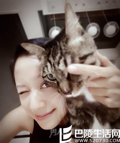 倪虹洁与猫咪合影