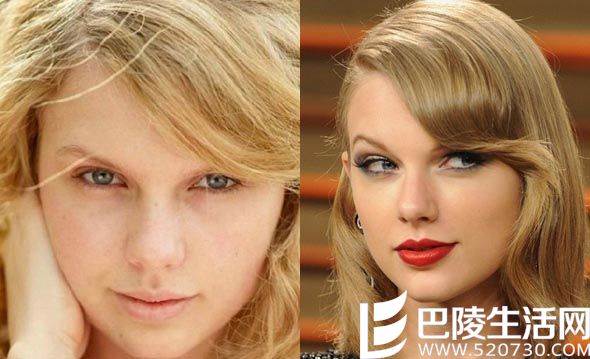 泰勒斯威夫特素颜上妆对比
