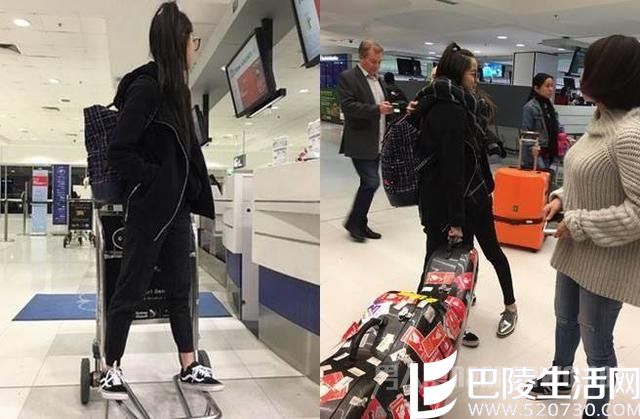 欧阳娜娜闯祸踩机场行李推车