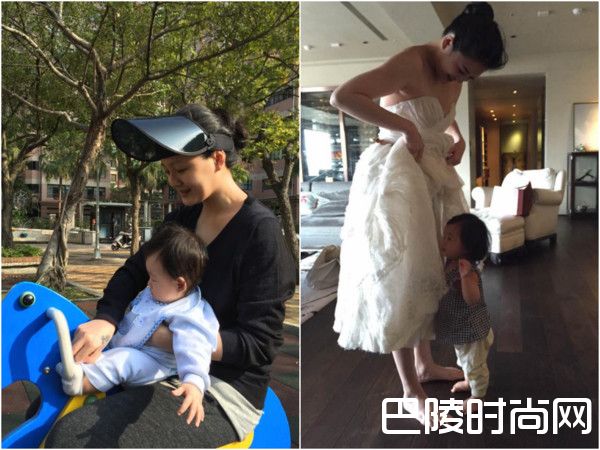 大S带孩子照片