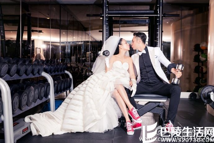 钟丽缇张伦硕健身房另类婚纱照曝光 狗粮喷一脸