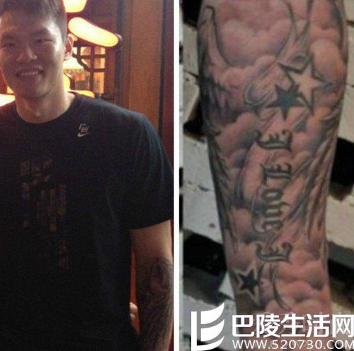 朱芳雨左臂纹身