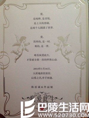 陈思成佟丽娅婚礼请柬 陈思成佟丽娅婚礼请柬