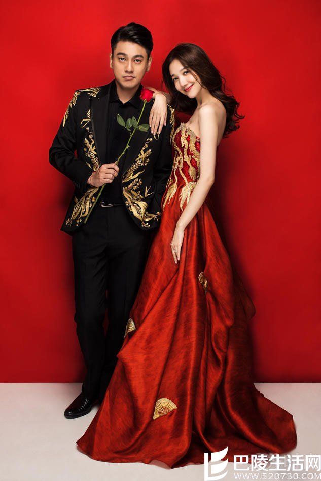 烈火般火红的婚照