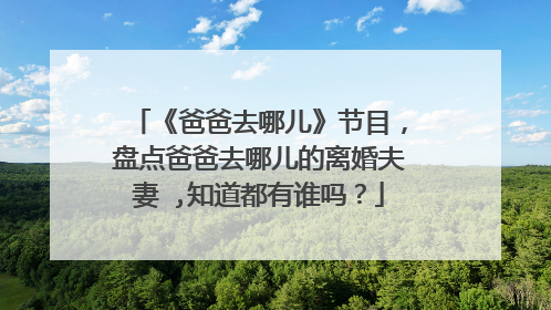 《爸爸去哪儿》节目,盘点爸爸去哪儿的离婚夫妻 ,知道都有谁吗?