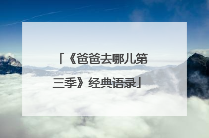 《爸爸去哪儿第三季》经典语录