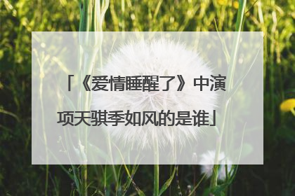 《爱情睡醒了》中演项天骐季如风的是谁