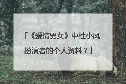 《爱情男女》中杜小凤扮演者的个人资料？