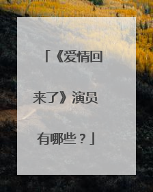 《爱情回来了》演员有哪些？