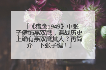 《猎鹰1949》中张子健饰燕双鹰，谍战历史上确有燕双鹰其人？再简介一下张子健！