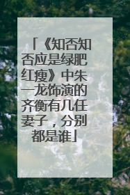 《知否知否应是绿肥红瘦》中朱一龙饰演的齐衡有几任妻子，分别都是谁