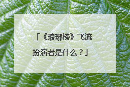 《琅琊榜》飞流扮演者是什么？