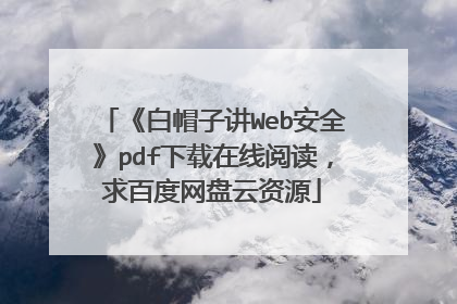 《白帽子讲Web安全》pdf下载在线阅读，求百度网盘云资源