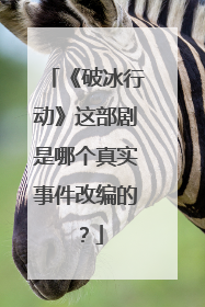 《破冰行动》这部剧是哪个真实事件改编的？