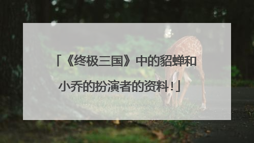 《终极三国》中的貂蝉和小乔的扮演者的资料!