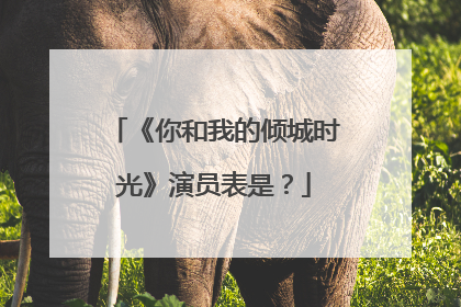 《你和我的倾城时光》演员表是?